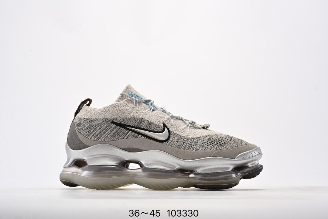 Primer plano del material Chenille Flyknit en las Nike Air Max.